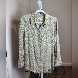 Equipment Button Front Snake Skin Animal Print Viscose Blouse Medium